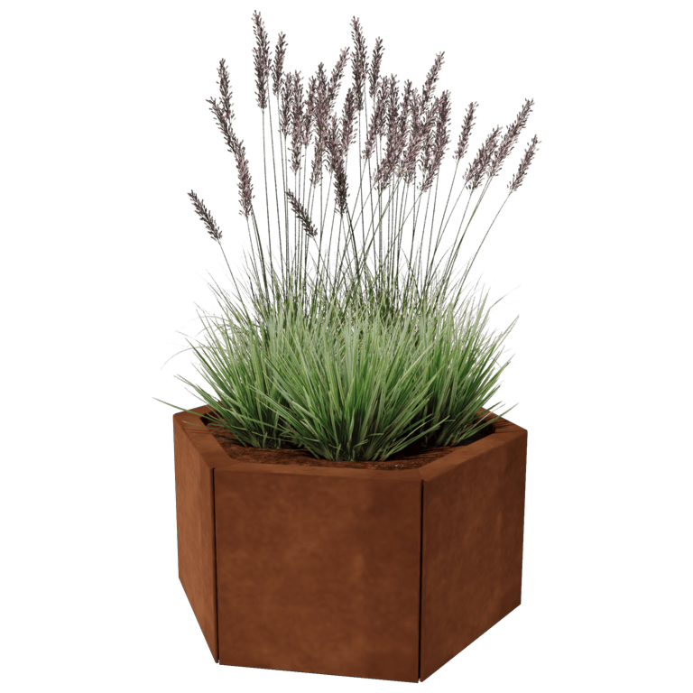Cortenstål plantekasse - Sekshjørne - 59,3 x 52 cm