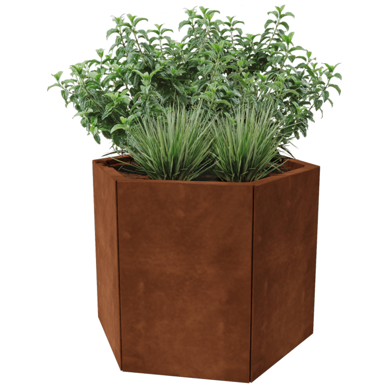 Cortenstål plantekasse - Sekshjørne - 79,3 x 69,3 cm