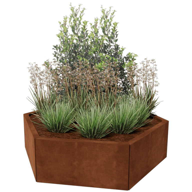 Cortenstål plantekasse - Sekshjørne - 119,3 x 103,9 cm