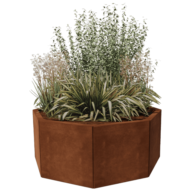Cortenstål plantekasse - Ottekant - 96,6 x 96,6 cm