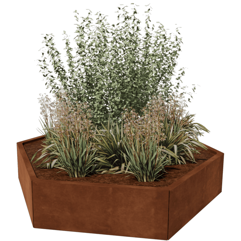 Cortenstål plantekasse - Sekshjørne - 159,3 x 138,6 cm