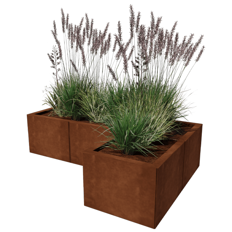 Cortenstål plantekasse - L-formet - 120 x 80 cm