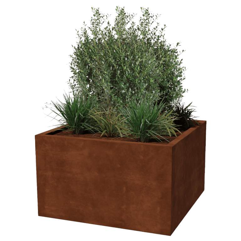 Cortenstål plantekasse - Firkant - 100 x 100 x 60 cm - Svejset 