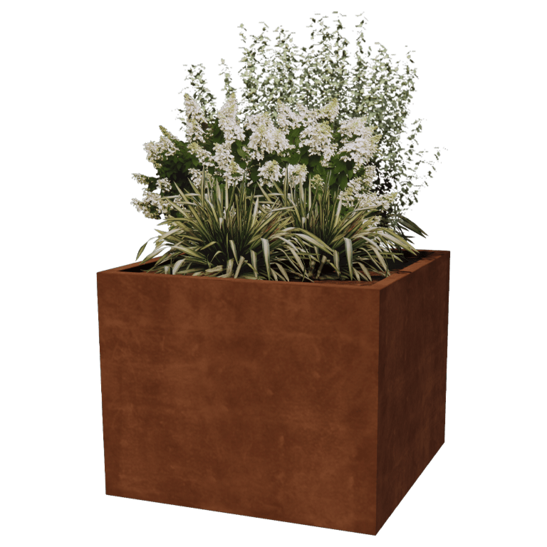 Cortenstål plantekasse - Firkant - 100 x 100 x 80 cm - Svejset 