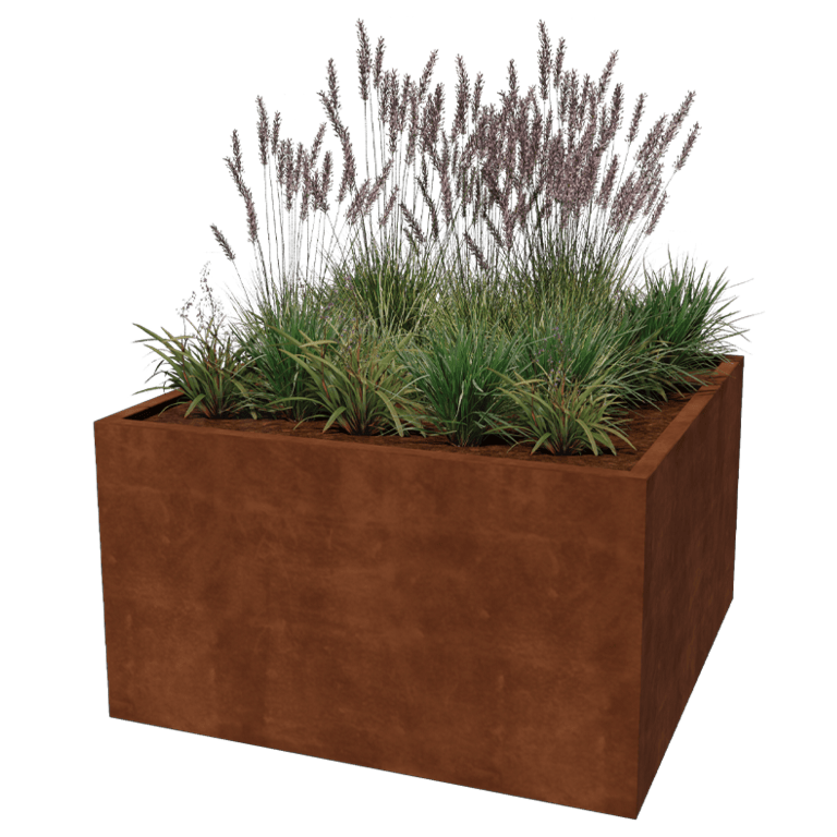 Cortenstål plantekasse - Firkant - 140 x 140 x 80 cm - Svejset 