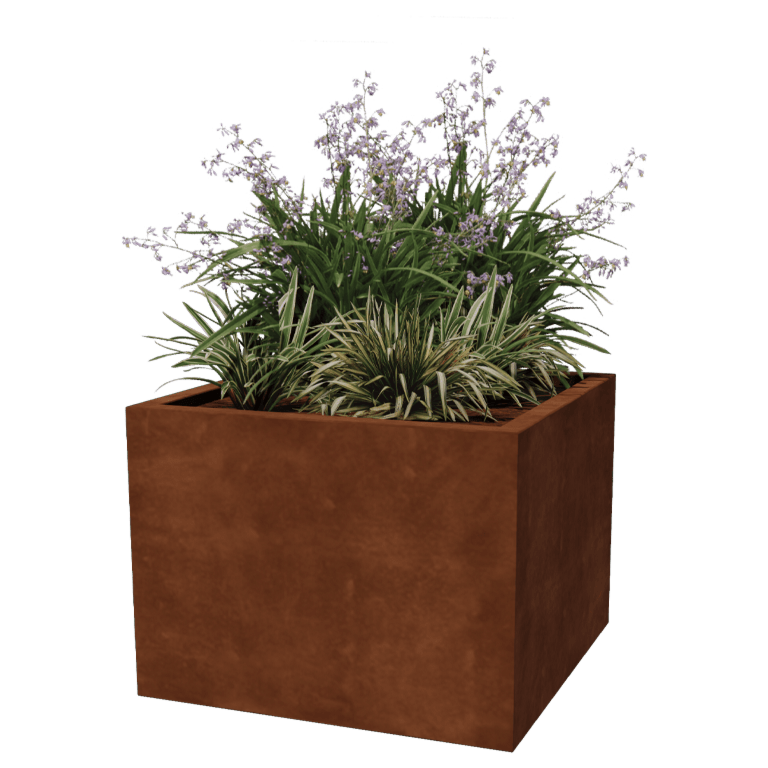 Cortenstål plantekasse - Firkant - 80 x 80 x 60 cm - Svejset 