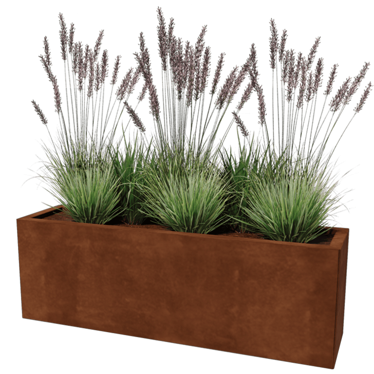 Cortenstål plantekasse - Rektangel - 30 x 120 cm
