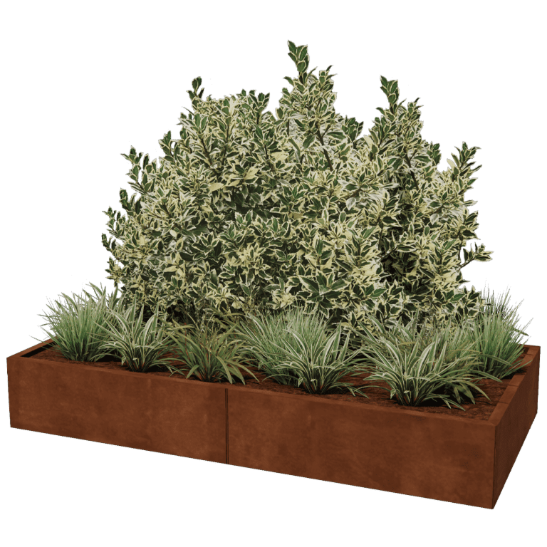 Cortenstål plantekasse XXL - Rektangel - 200 x 100 cm