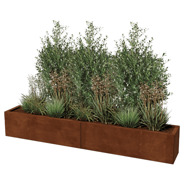Cortenstål plantekasse XXL - Rektangel - 200 x 30 cm