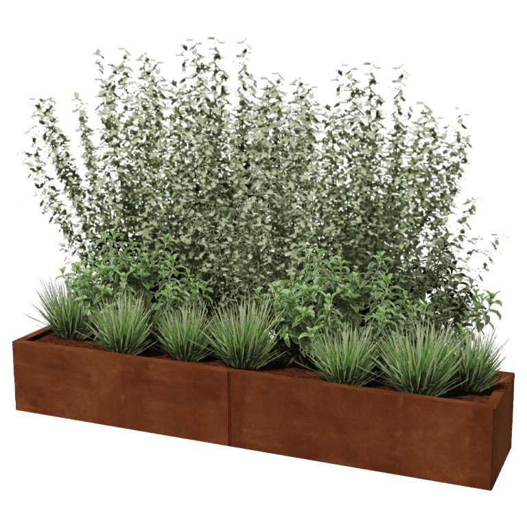 Cortenstål plantekasse XXL - Rektangel - 200 x 40 cm