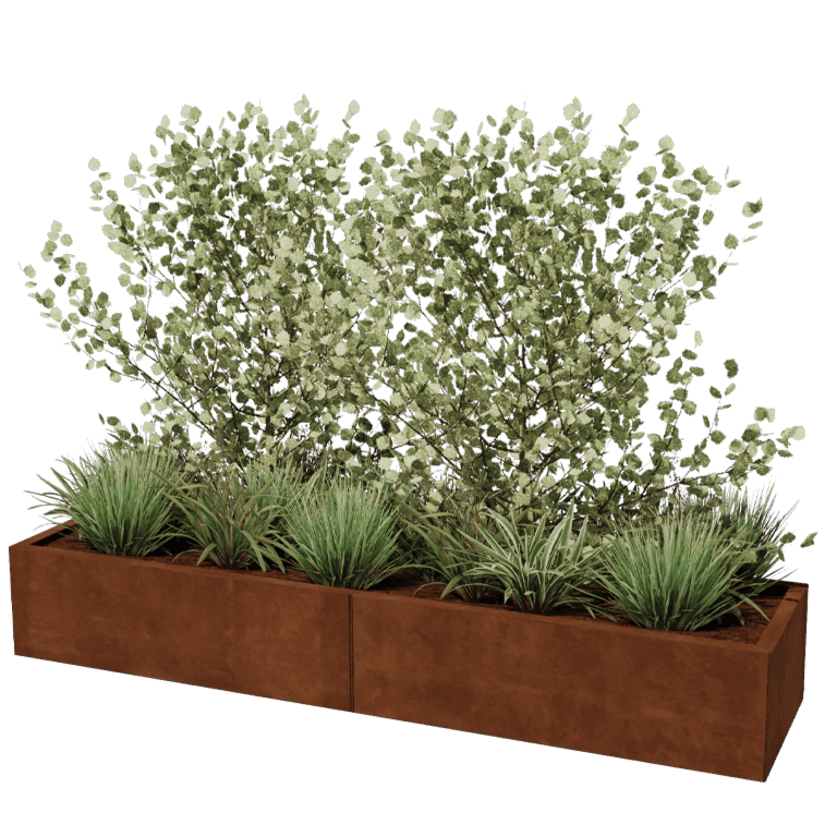 Cortenstål plantekasse XXL - Rektangel - 200 x 50 cm