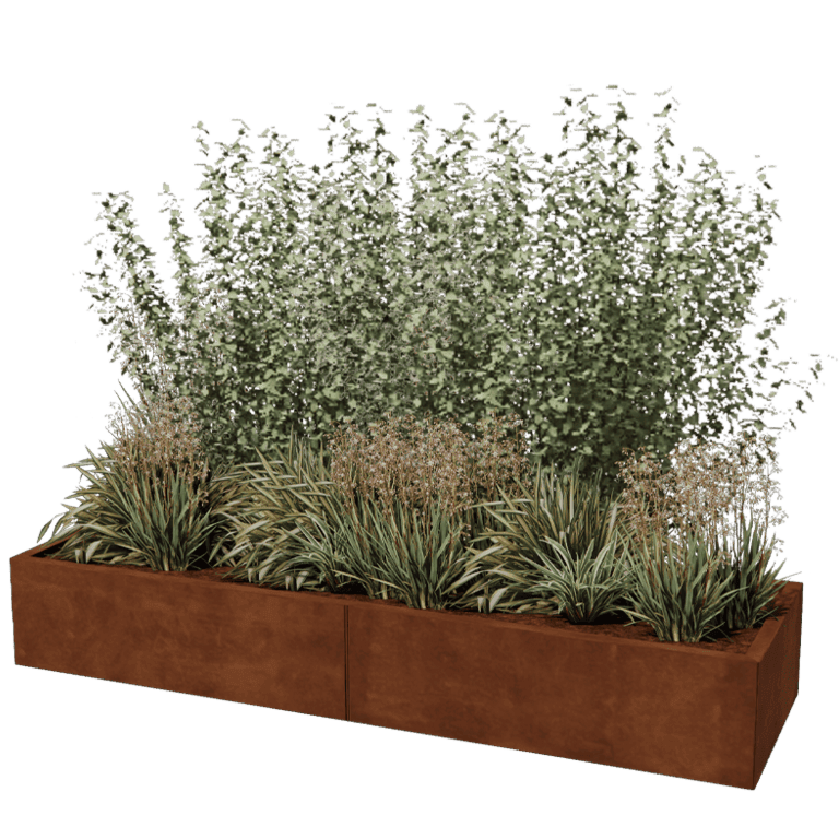 Cortenstål plantekasse XXL - Rektangel - 200 x 60 cm