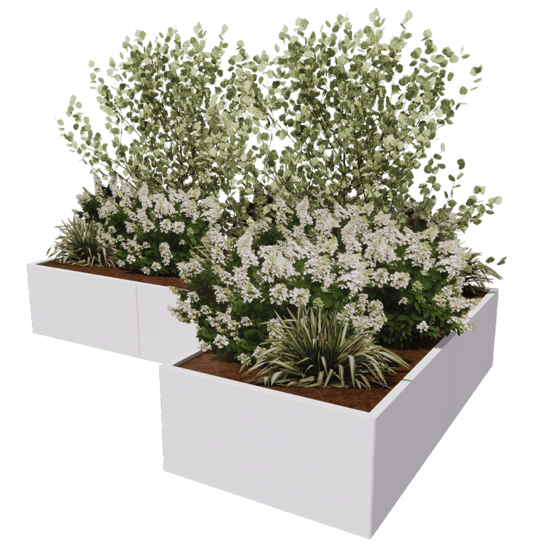 Stål plantekasse - L-formet - 300 x 200 cm