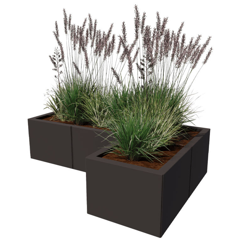 Stål plantekasse - L-formet - 120 x 80 cm
