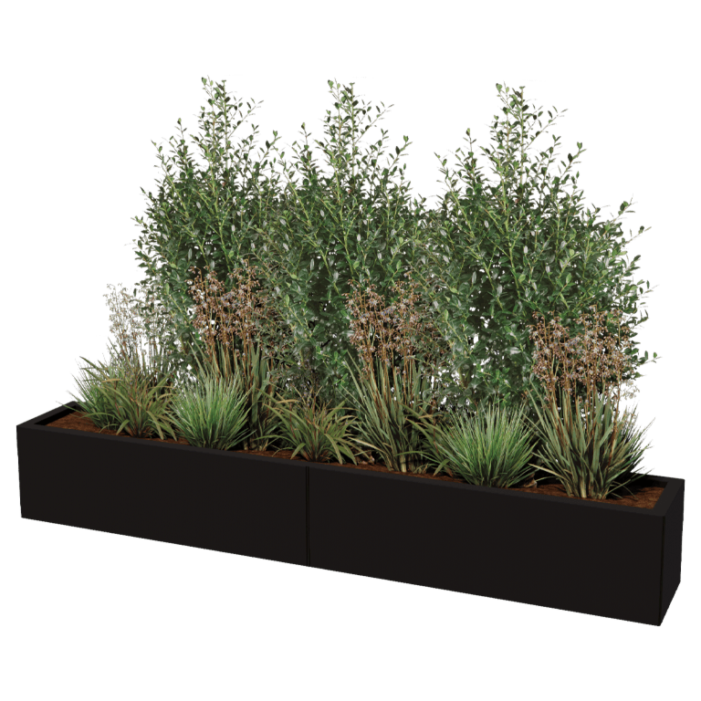 Stål plantekasse XXL - Rektangel - 200 x 30 cm