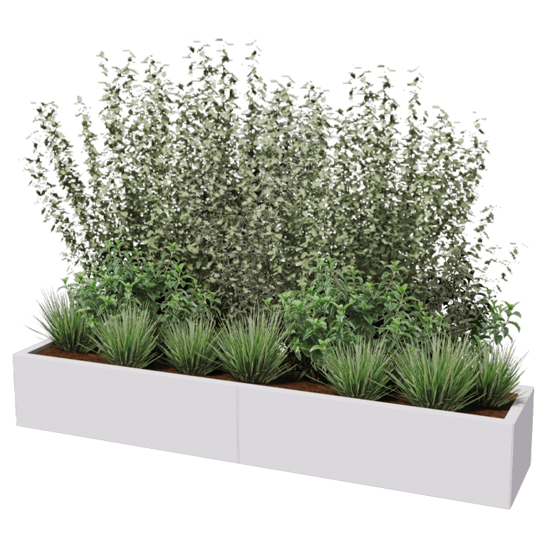 Stål plantekasse XXL - Rektangel - 200 x 40 cm
