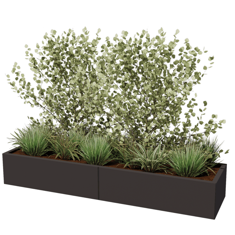 Stål plantekasse XXL - Rektangel - 200 x 50 cm
