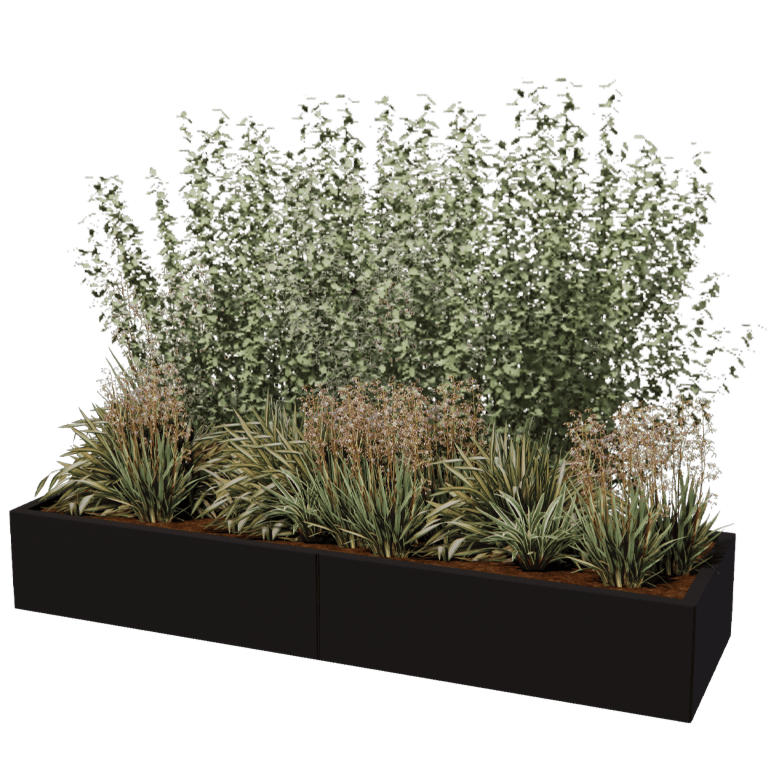 Stål plantekasse XXL - Rektangel - 200 x 60 cm