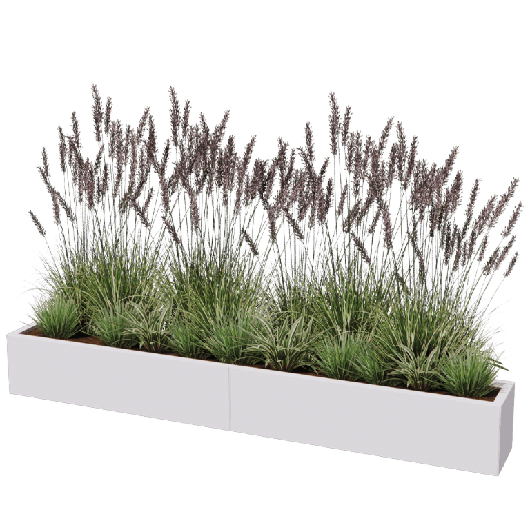Stål plantekasse XXL - Rektangel - 240 x 30 cm