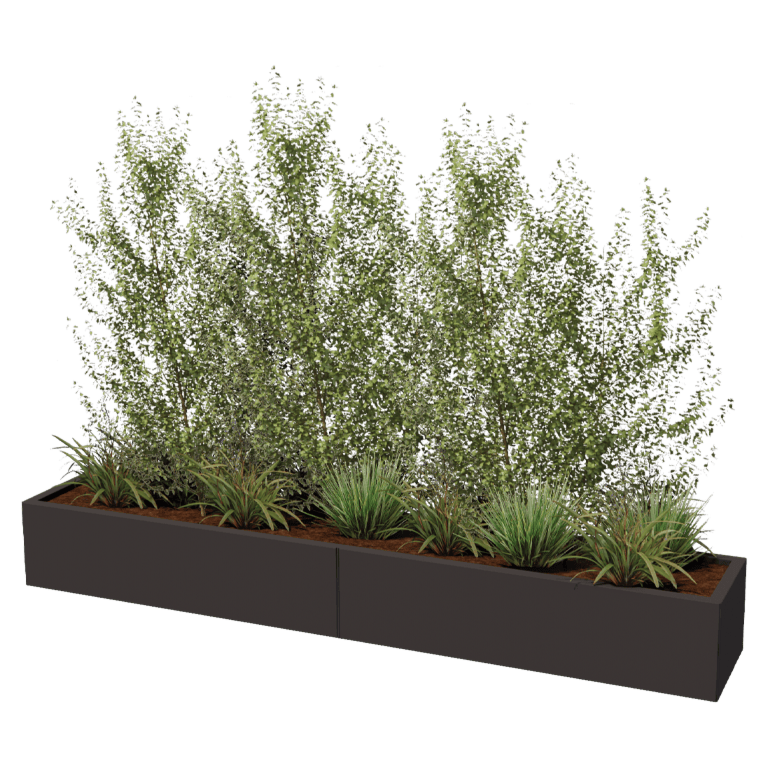Stål plantekasse XXL - Rektangel - 240 x 40 cm