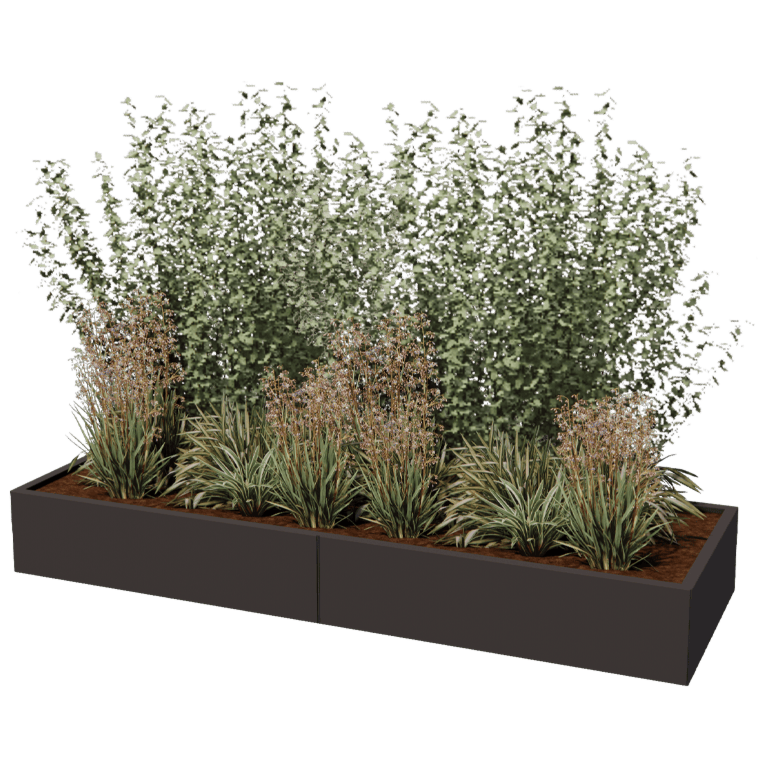 Stål plantekasse XXL - Rektangel - 240 x 80 cm