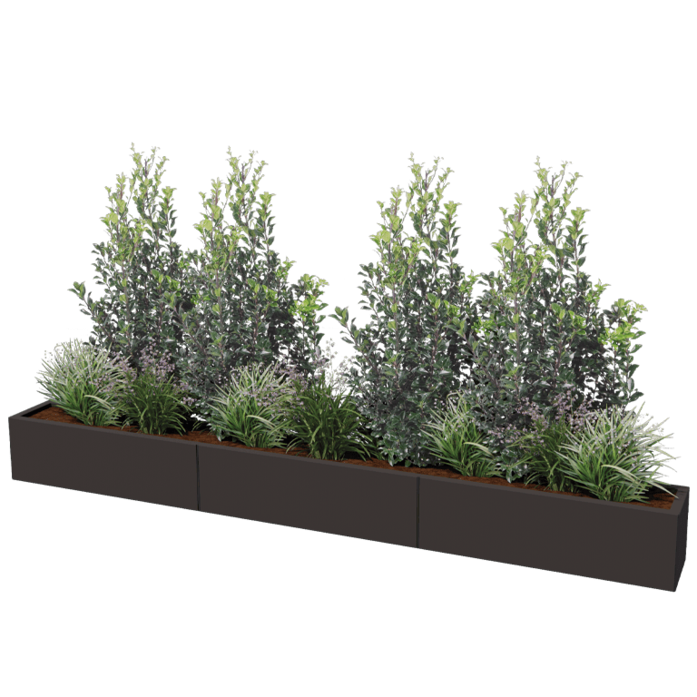 Stål plantekasse XXL - Rektangel - 300 x 30 cm