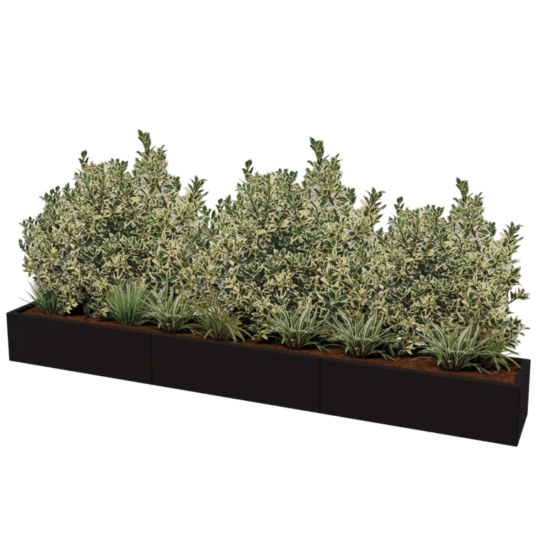 Stål plantekasse XXL - Rektangel - 300 x 40 cm