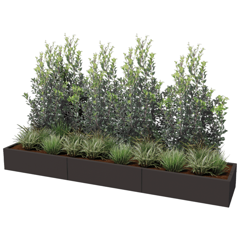 Stål plantekasse XXL - Rektangel - 300 x 60 cm