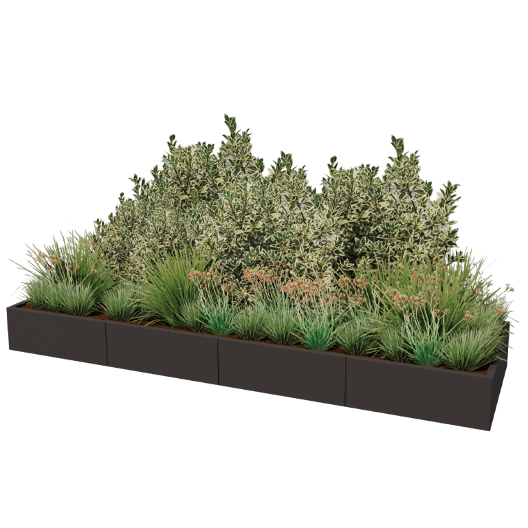 Stål plantekasse XXL - Rektangel - 320 x 100 cm