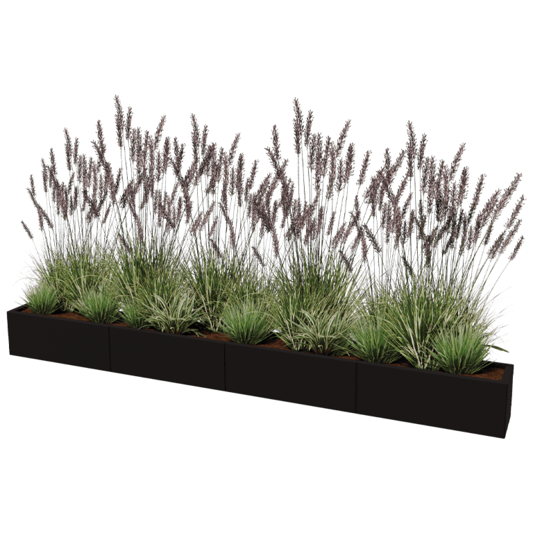 Stål plantekasse XXL - Rektangel - 320 x 30 cm