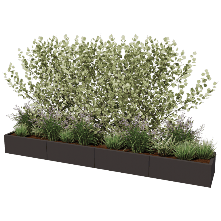 Stål plantekasse XXL - Rektangel - 320 x 50 cm