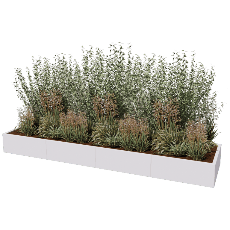 Stål plantekasse XXL - Rektangel - 320 x 80 cm