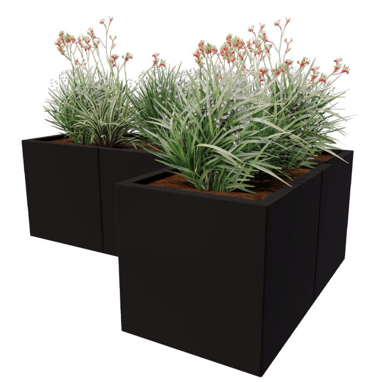 Stål plantekasse - L-formet - 150 x 100 cm