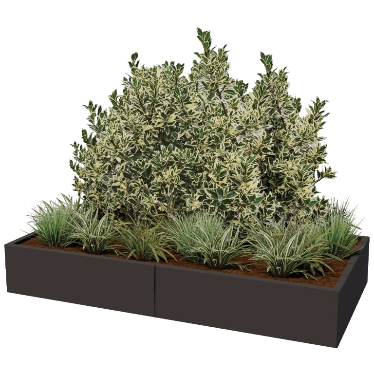 Stål plantekasse XXL - Rektangel - 200 x 100 x 40 cm - Andre RAL-farve - Med bundplade