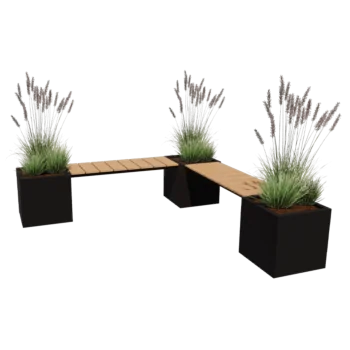 Stål plantekasse - Firkant - Hjørneopstilling - 221,2 x 221,2 x 50 cm - Andre RAL-farve - Med bundplade - Med bænk