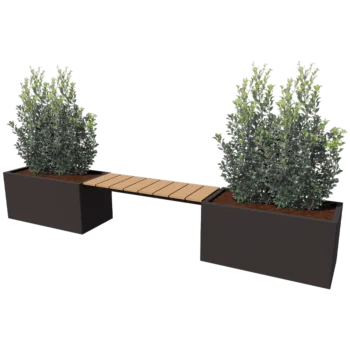 Stål plantekasse - Rektangel - 321,2 x 50 x 50 cm - Andre RAL-farve - Uden bundplade - Med bænk