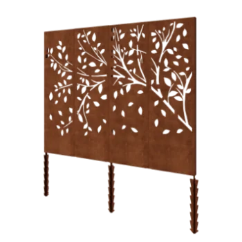 Cortenstål dekorativt panel - Træ Komplet sæt - 240 x 6 x 190 cm