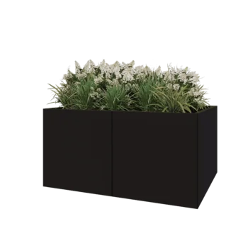 Stål plantekasse XXL - Rektangel - 160 x 120 x 80 cm - RAL9005 mat (sort) - Med bundplade
