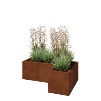 Cortenstål plantekasse - L-formet - 90 x 60 x 30 cm - Med bundplade