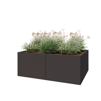 Stål plantekasse XXL - Rektangel - 160 x 120 x 60 cm - RAL7016 mat (antracitgrå) - Med bundplade
