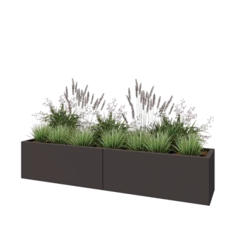 Stål plantekasse XXL - Rektangel - 200 x 40 x 40 cm - RAL7016 mat (antracitgrå) - Uden bundplade