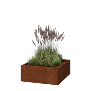 Cortenstål plantekasse - Firkant - 100 x 100 x 40 cm - Svejset - Uden bundplade