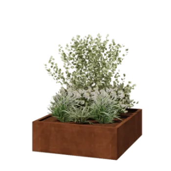 Cortenstål plantekasse - Firkant - 120 x 120 x 40 cm - Svejset - Uden bundplade