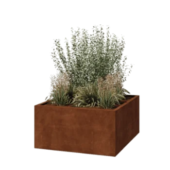 Cortenstål plantekasse - Firkant - 120 x 120 x 60 cm - Svejset - Uden bundplade