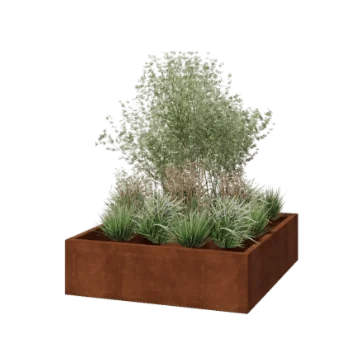 Cortenstål plantekasse - Firkant - 140 x 140 x 40 cm - Svejset - Uden bundplade