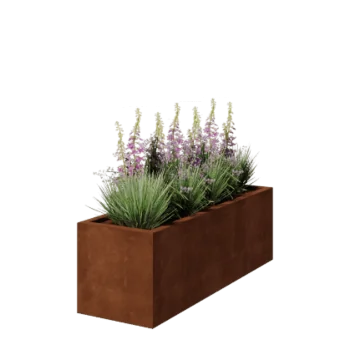 Cortenstål plantekasse - Rektangel - 150 x 50 x 50 cm - Svejset - Med bundplade
