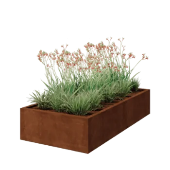 Cortenstål plantekasse - Rektangel - 200 x 100 x 40 cm - Svejset - Uden bundplade
