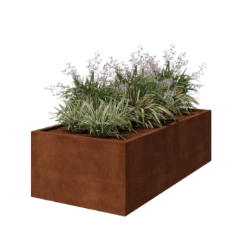 Cortenstål plantekasse - Rektangel - 200 x 100 x 60 cm - Svejset - Uden bundplade