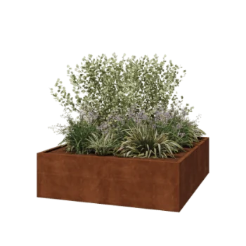 Cortenstål plantekasse - Firkant - 200 x 200 x 60 cm - Svejset - Uden bundplade