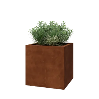 Cortenstål plantekasse - Firkant - 70 x 70 x 70 cm - Svejset - Med bundplade